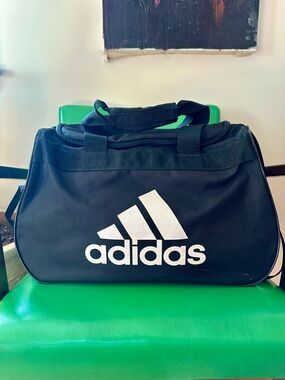 adidas Black Duffel Bag with White Logo